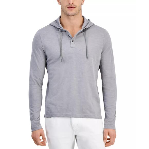 Michael Kors Men’s XXL Hooded Henley Shirt Concrete Gray  XXL $125 - Picture 2 of 6
